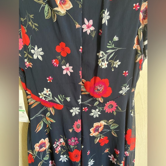 Calvin Klein Women's Printed Chiffon Tulip-Sleeve Knee-length Dress New Sz 8 - Picture 11 of 16